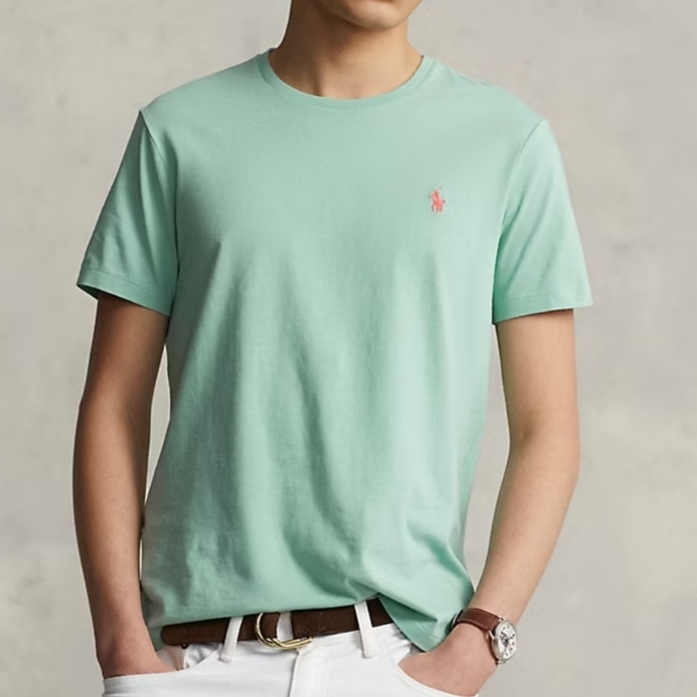 NWT Polo Ralph Lauren Men's Green Crewneck Custom Slim Fit T-Shirt Size M